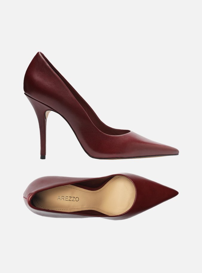 Scarpin Vermelho Couro Salto Fino Bico Fino
