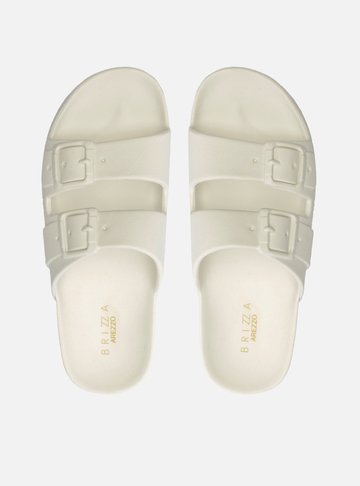 Chinelo Slide Branco Fivelas Brizza