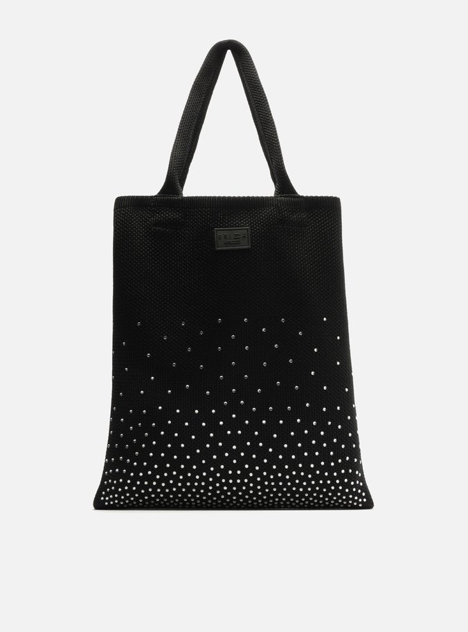 Bolsa Preta Lona Strass Brizza