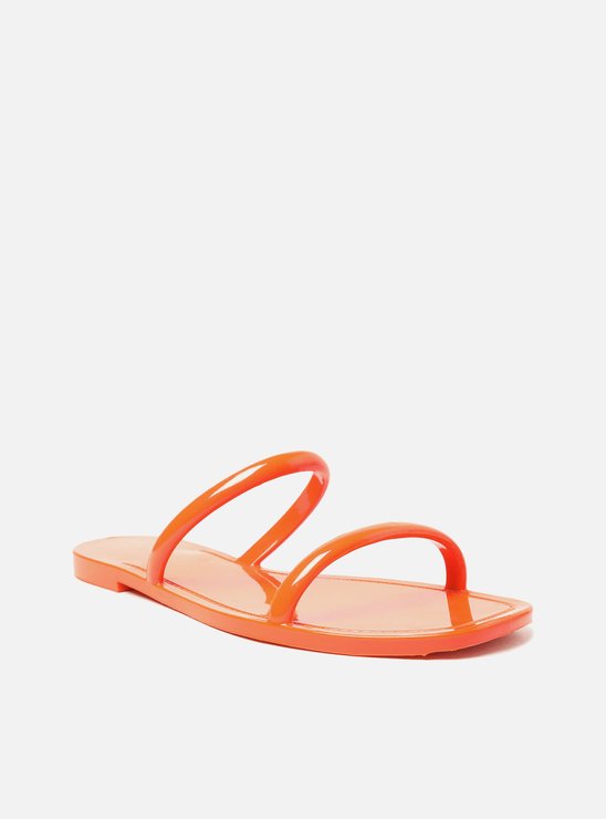 Kit Rasteira Laranja Brilho e Bag Transparente Brizza