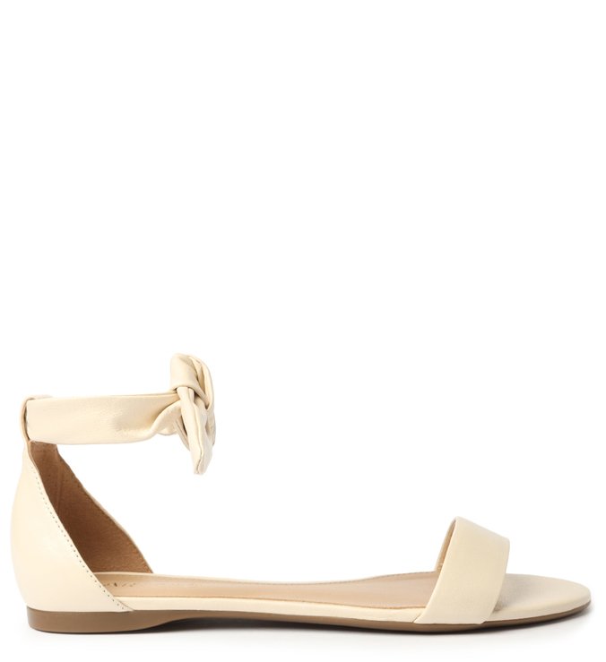 Sandália Rasteira Off-White Couro Lace Up
