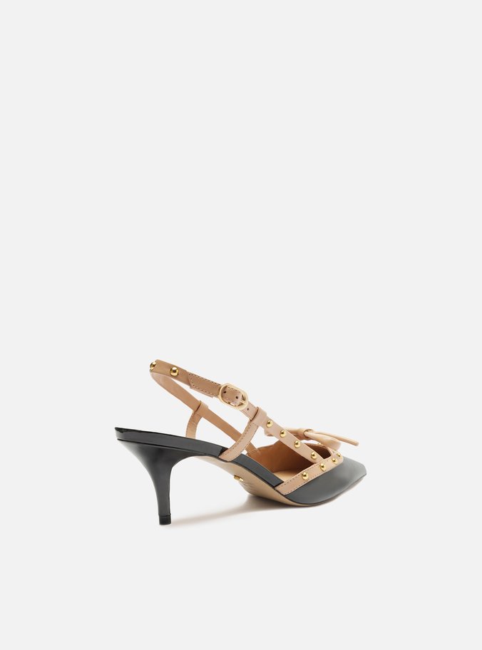Scarpin Preto Verniz Salto Kitten Slingback