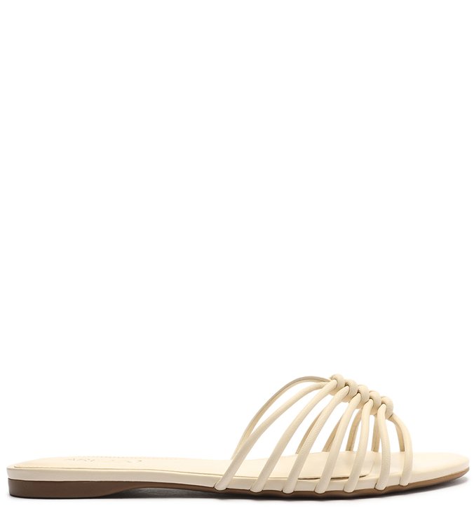 Rasteira Off-White Flat Tiras Enlace