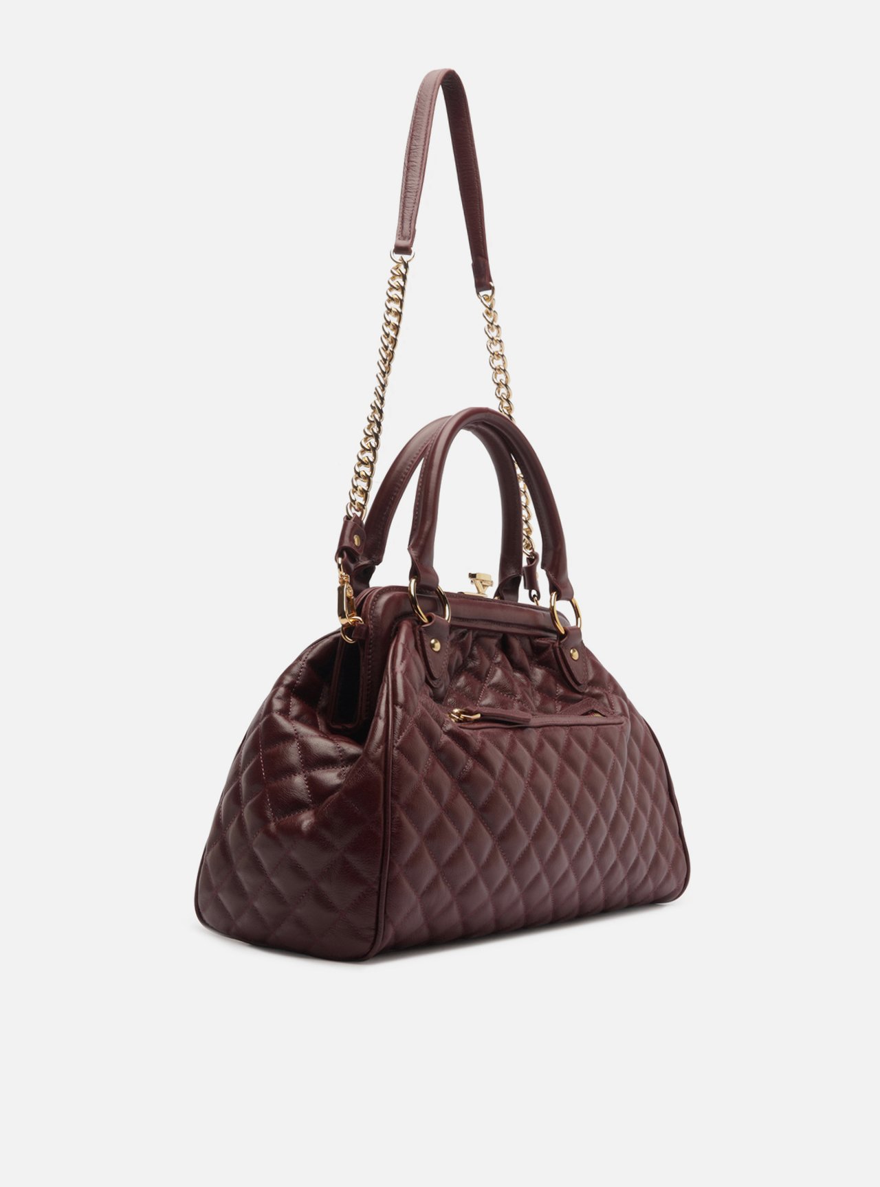 Bolsa Tote Bordô Couro Grande Matelassê Corrente — foto 5