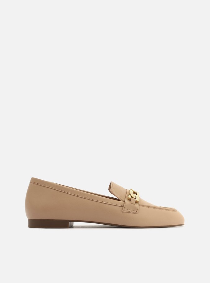 Mocassim Bege Couro Corrente Eloisa