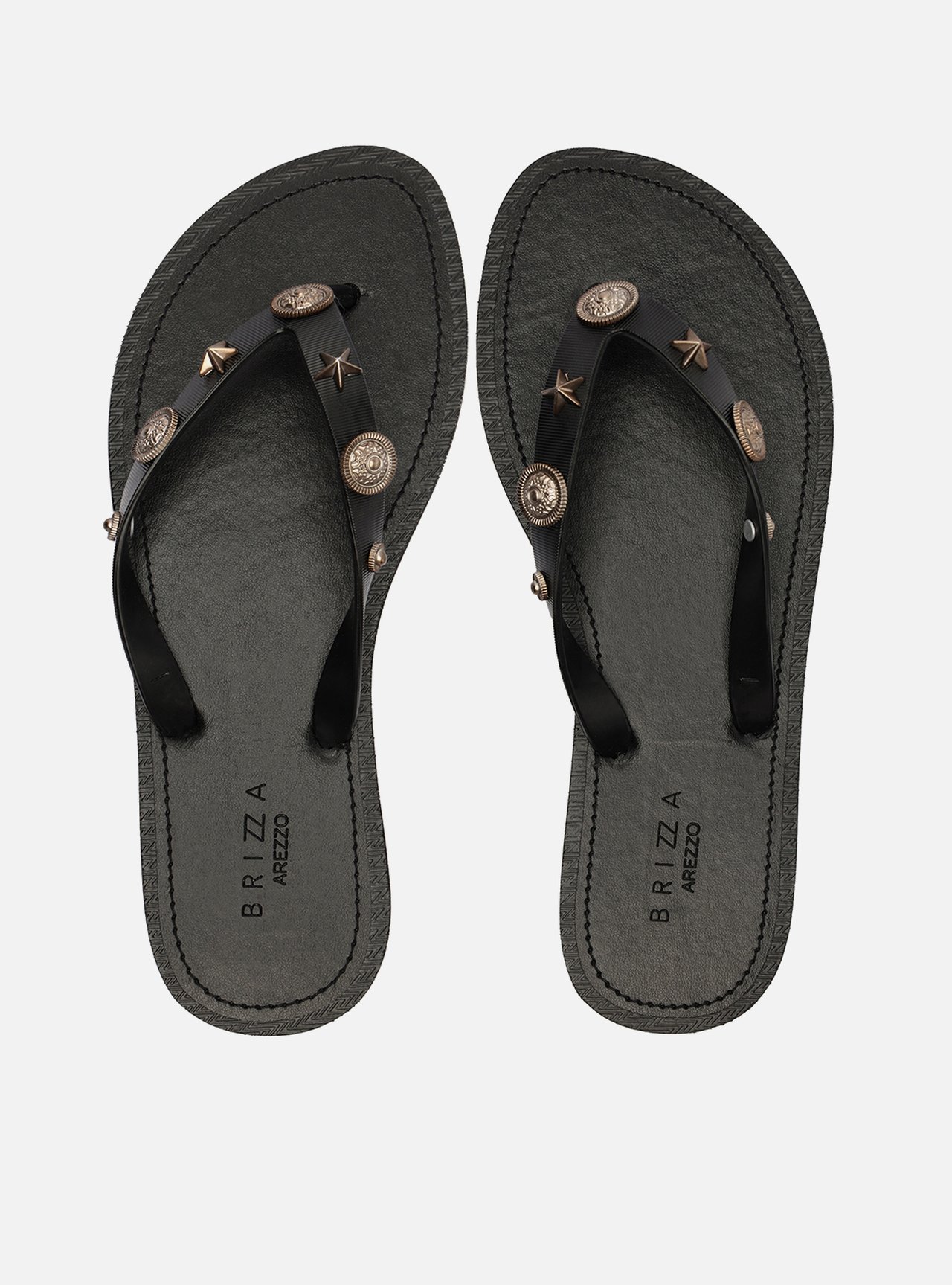 Chinelo de Dedo Preto Aplicações — foto 1