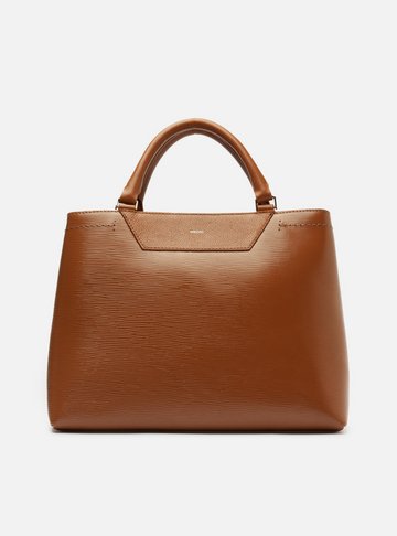 Bolsa Tote Marrom Couro Textura Grande