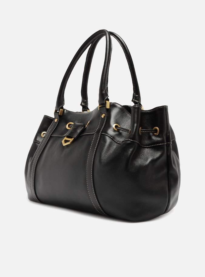 Bolsa Shopping Preta Couro Alicia Média