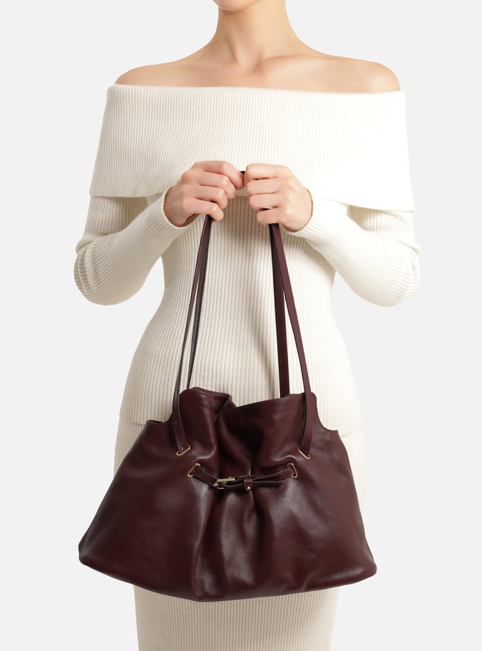 Bolsa Shopping Bordô Couro Grande Tira Fivela