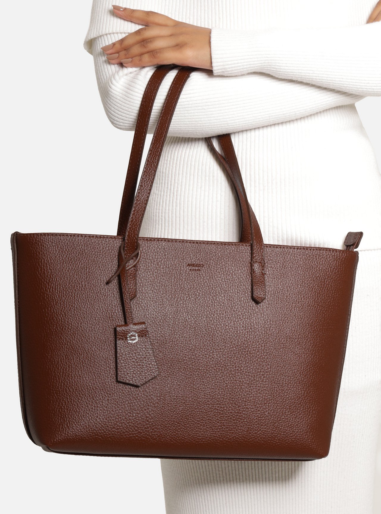 Bolsa Shopping Marrom Grande Granulada — foto 6