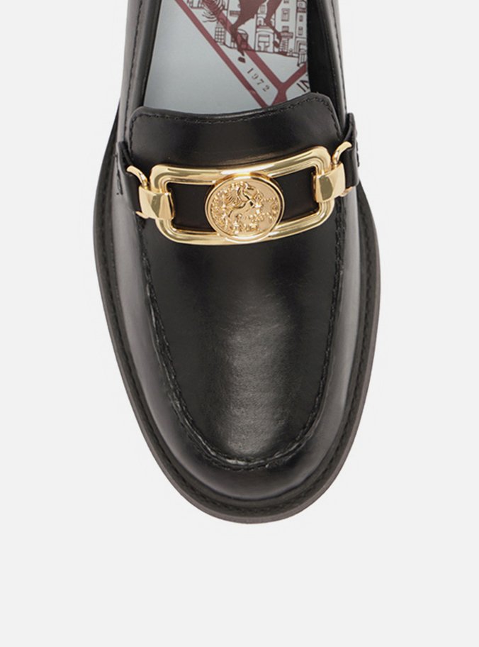 Mocassim Preto Couro Salto Bloco