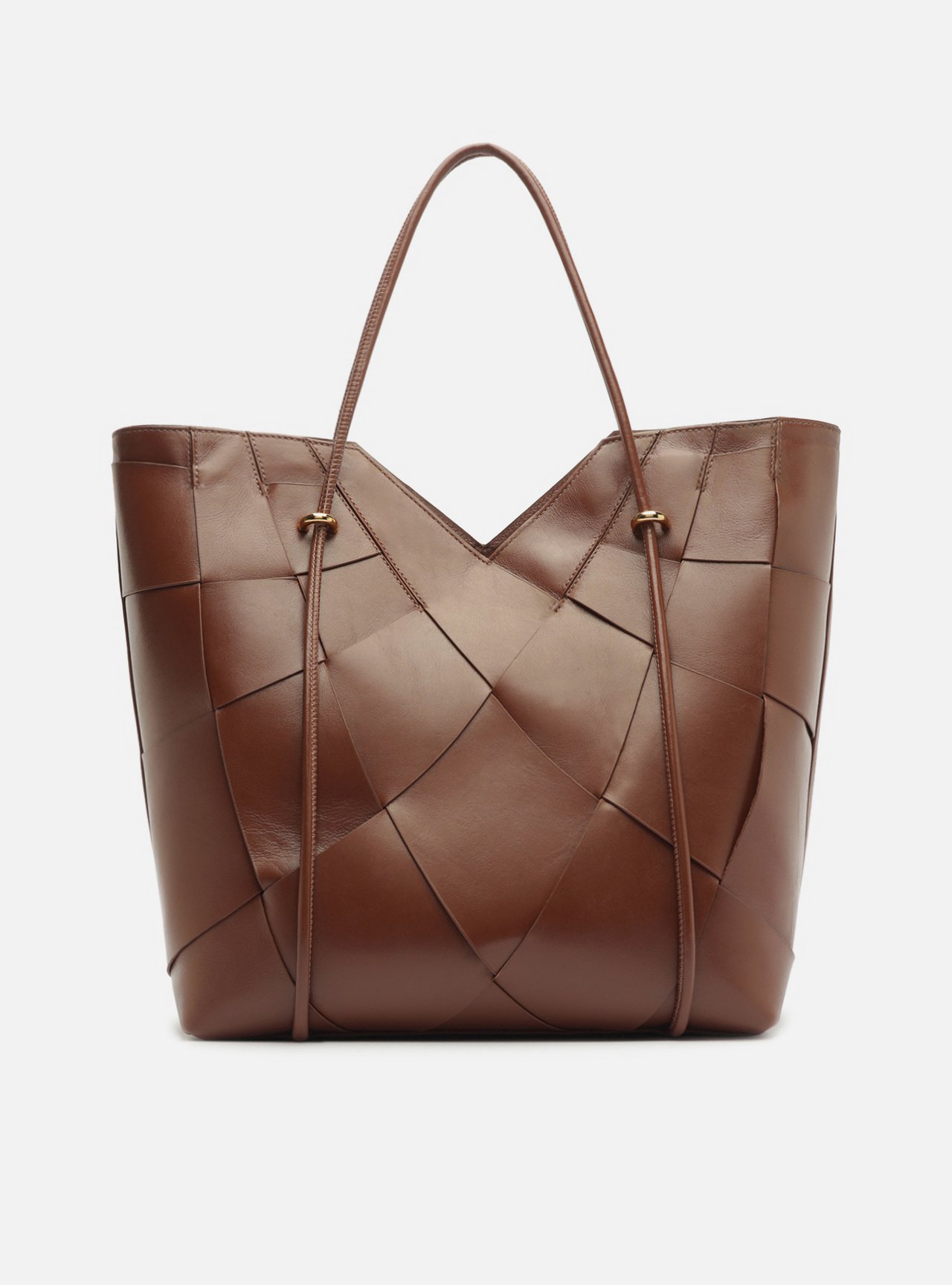 Bolsa Shopping Marrom Couro Tressê V — foto 1
