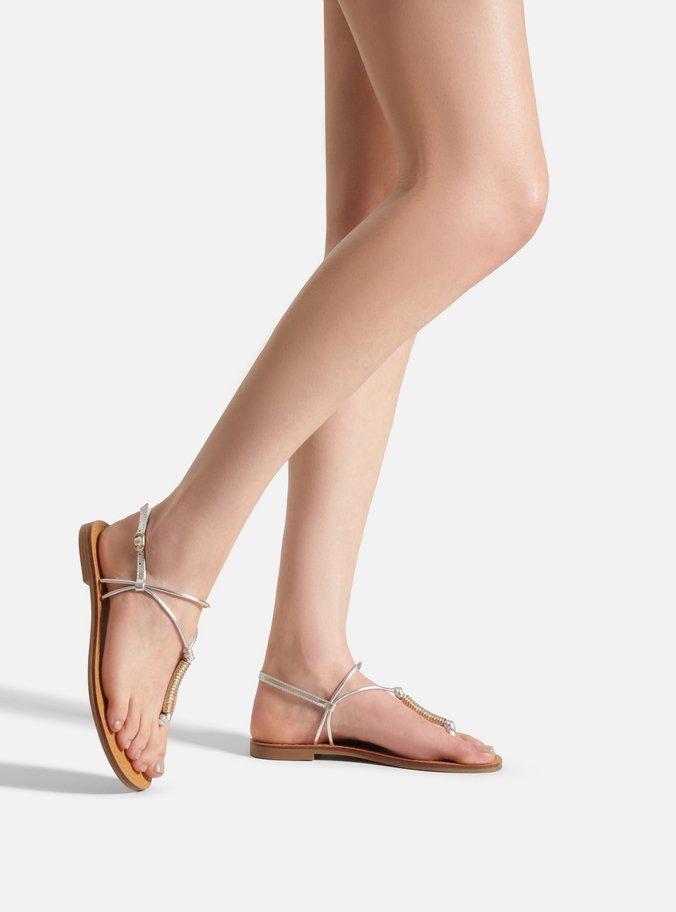 Sandália Rasteira Prata Slim Metal Mola