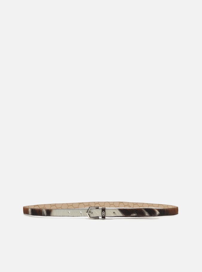 Cinto Animal Print Cow Pelo Fino