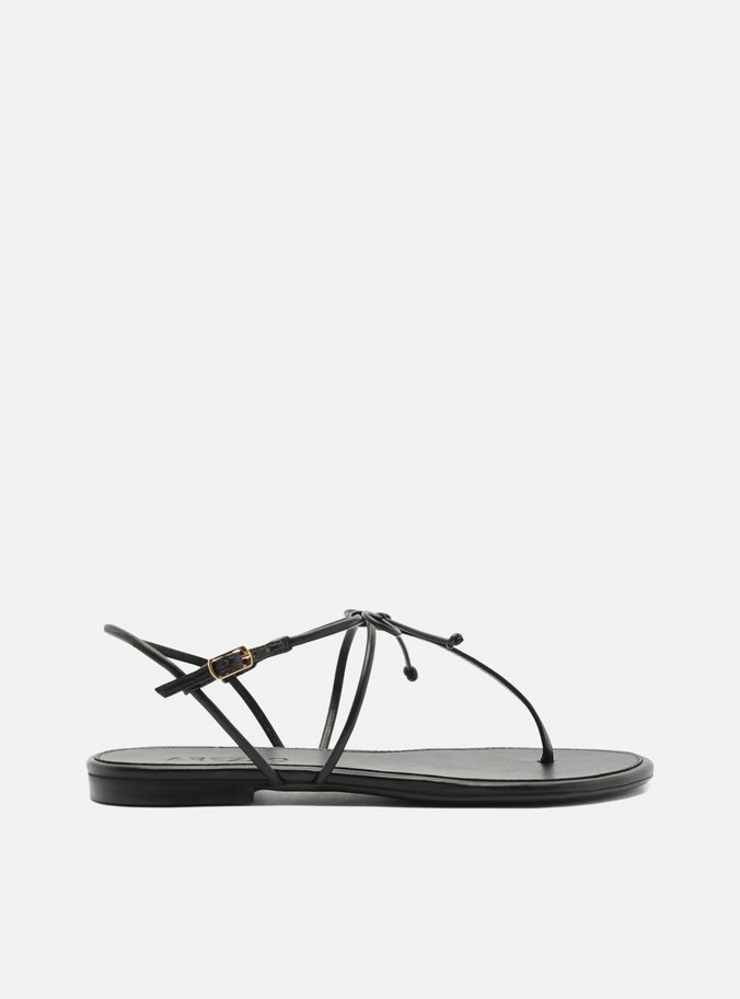 Sandália Rasteira Preta Bico Redondo