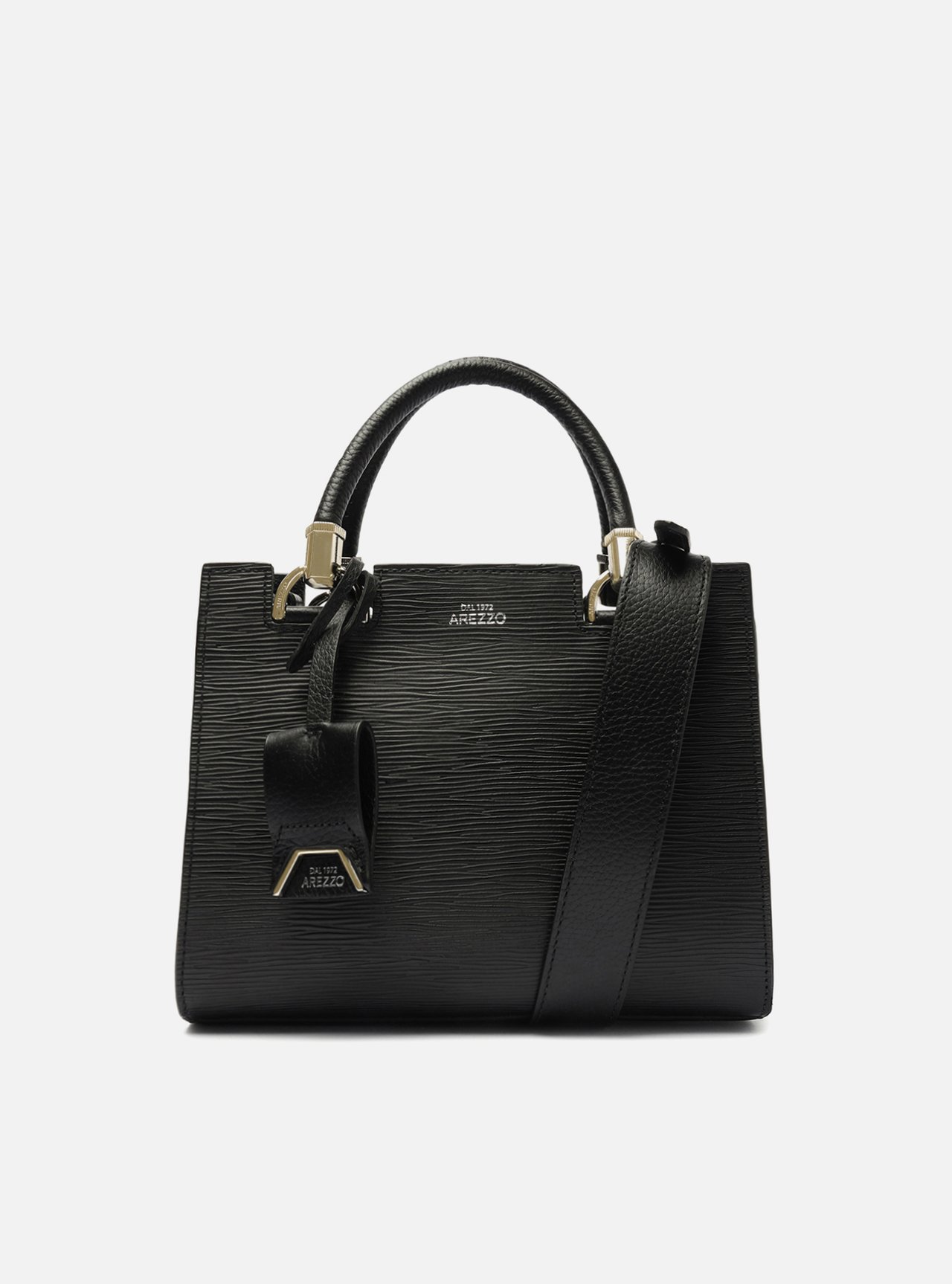 Bolsa Tote Preta Couro Nuova Abbraccio Média — foto 1