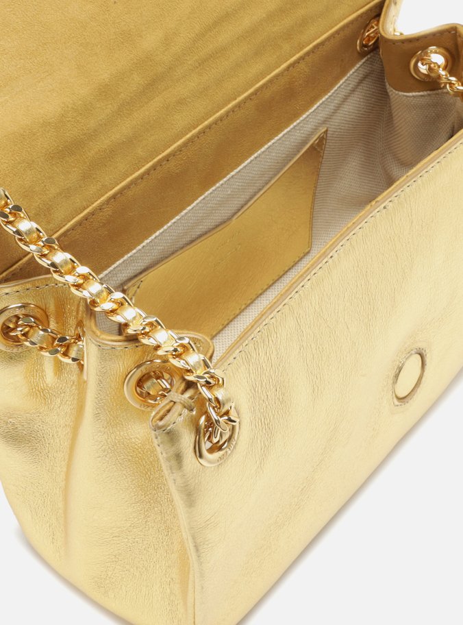 Bolsa Tiracolo Dourada Couro Snake Média