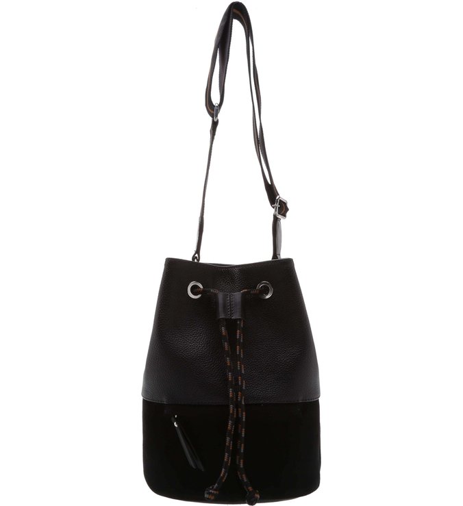 Bolsa Bucket Couro Prione Média Preta