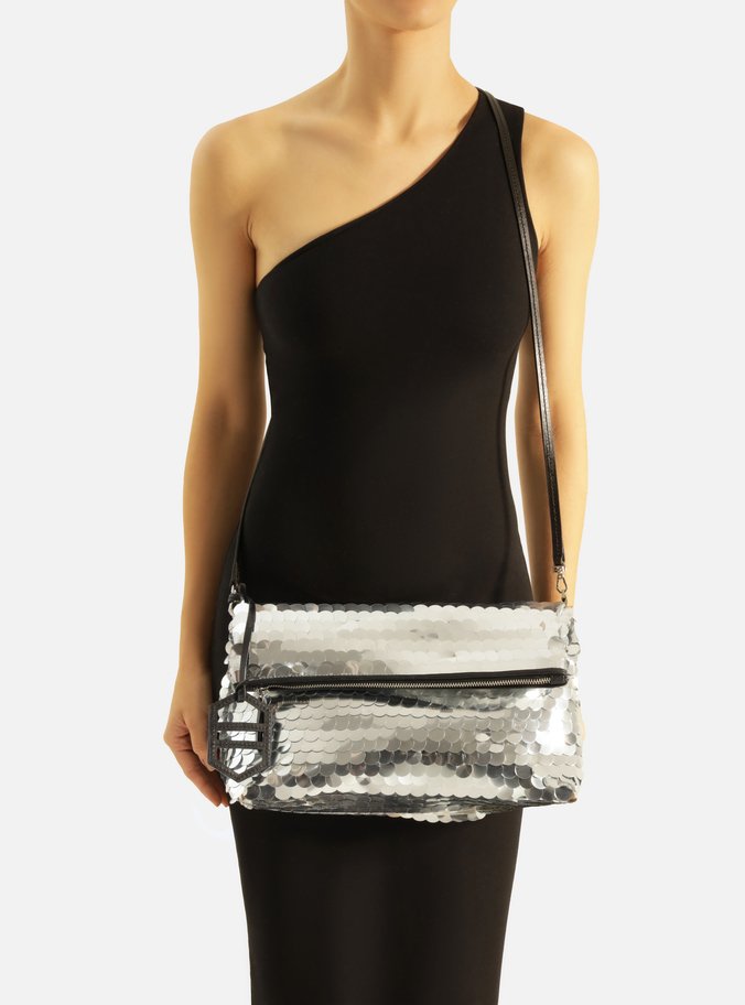 Clutch Prata Média Maxi Paetês