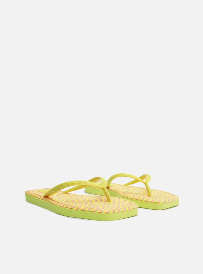 Chinelo de Dedo Amarelo Square Crochê Brizza