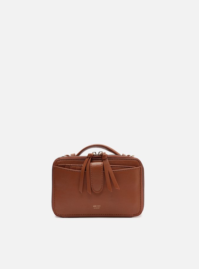 Bolsa Tiracolo Marrom Pequena Bolso Duplo