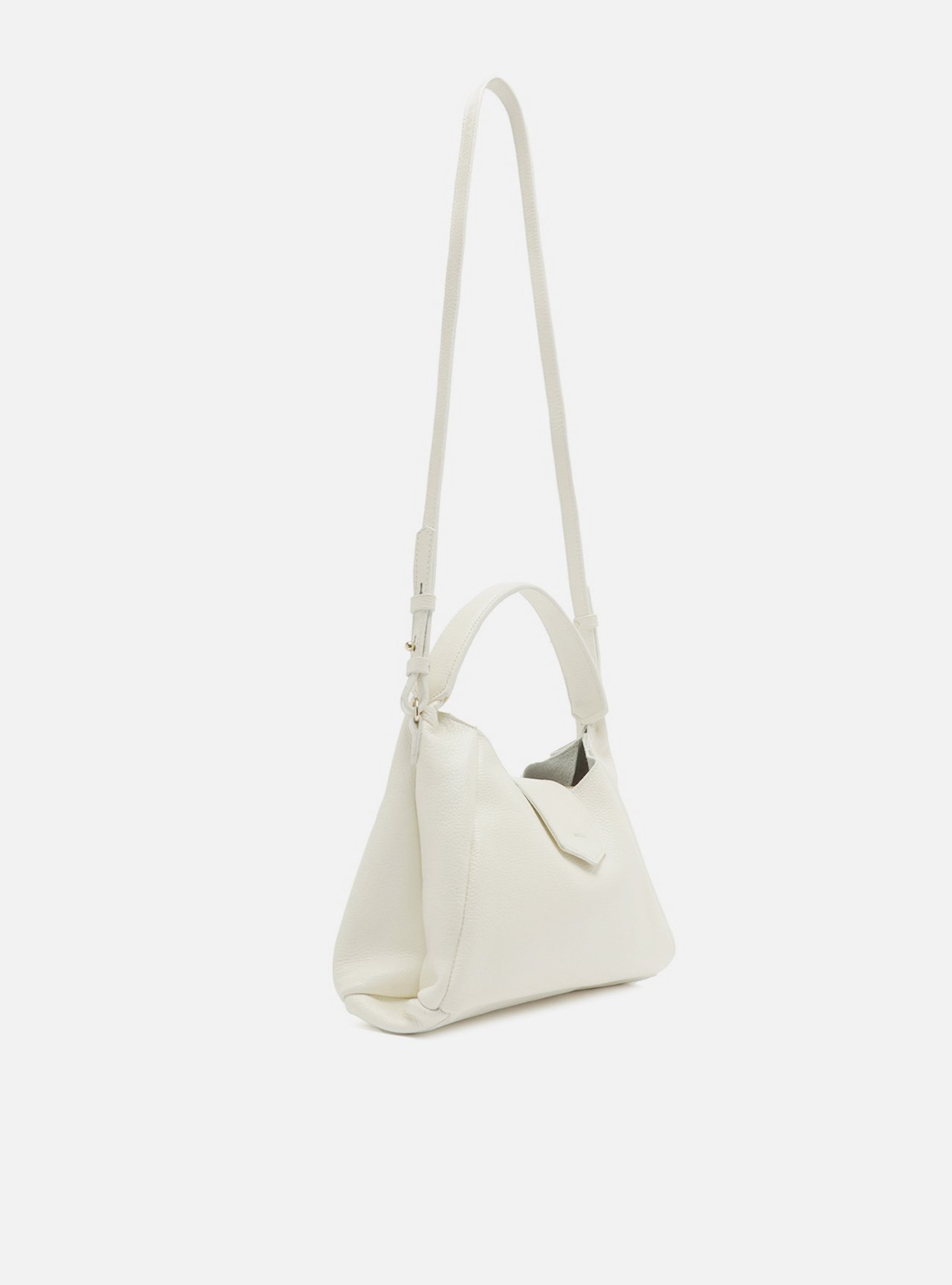 Bolsa Hobo Branca Couro Média Lapela — foto 5