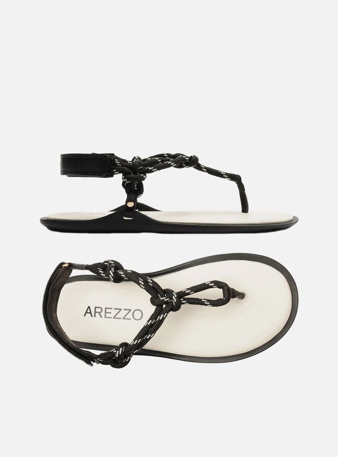 Sandália Rasteira Preta Couro Custom Anklet