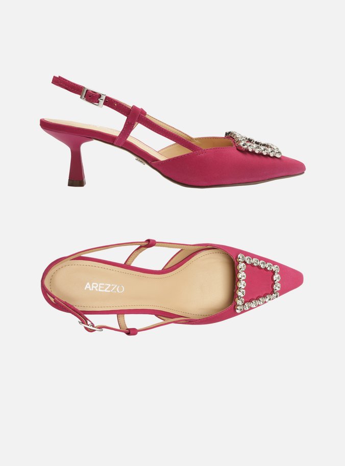 Scarpin Rosa Nobuck Bico Fino Slingback Emily