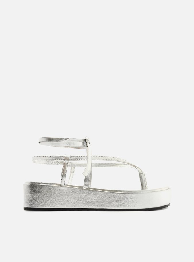 Sandália Prateada Flatform Amarração