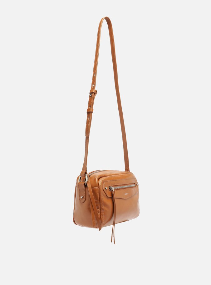 Bolsa Tiracolo Marrom Couro Média Bolso Frontal