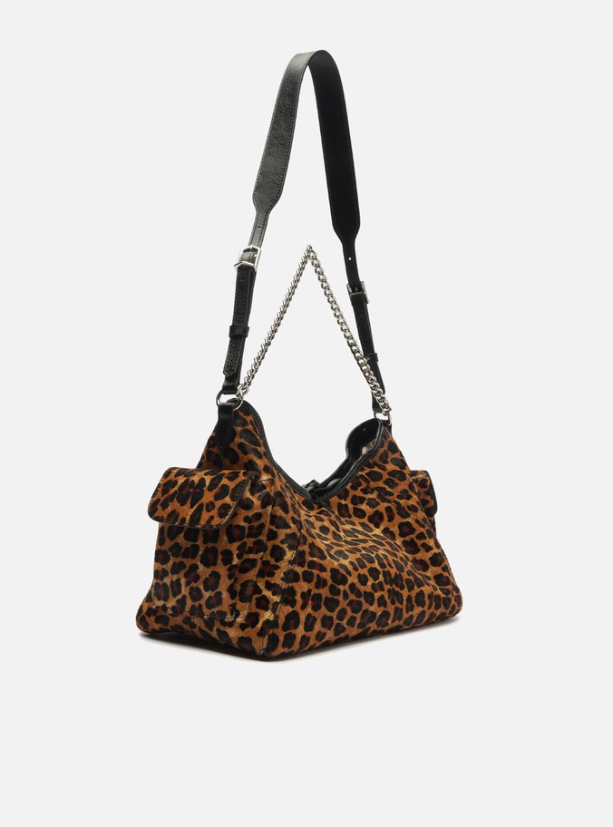 Bolsa Tiracolo Pelo Leopard Pequena Laço