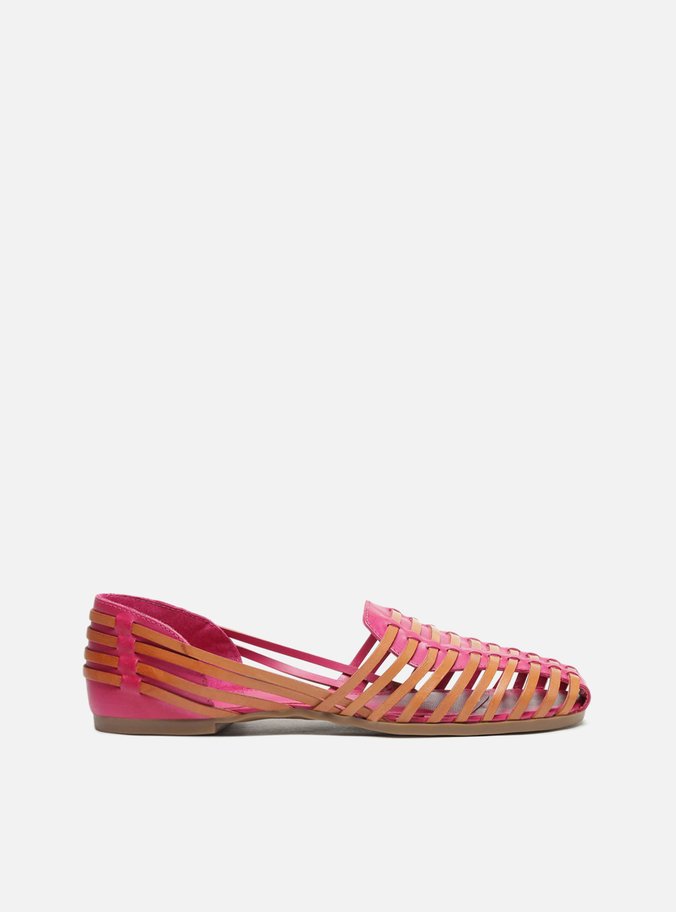 Sapatilha Rosa Couro Tiras Maia