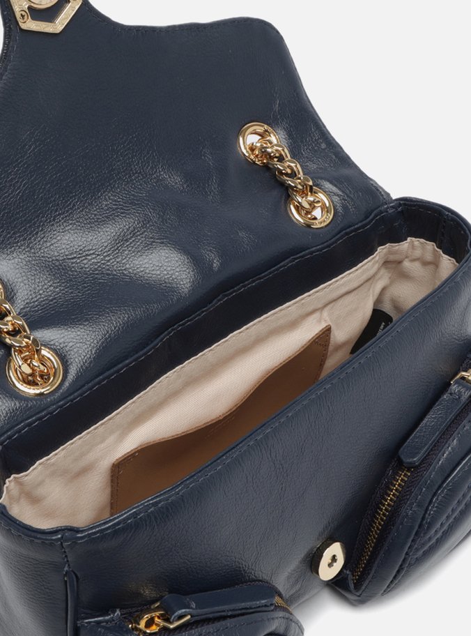 Bolsa Tiracolo Azul Couro Média Matelassê