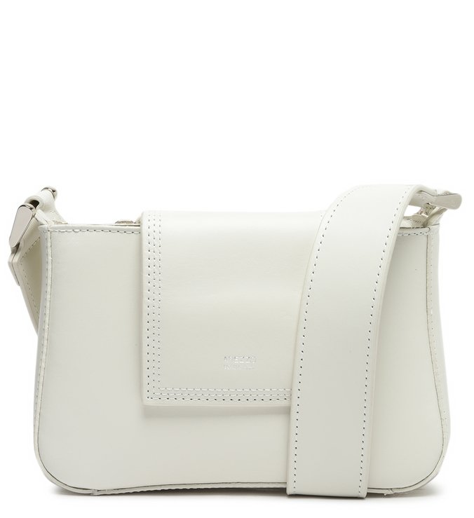 Bolsa Tiracolo Couro Branca Geométrica Pequena