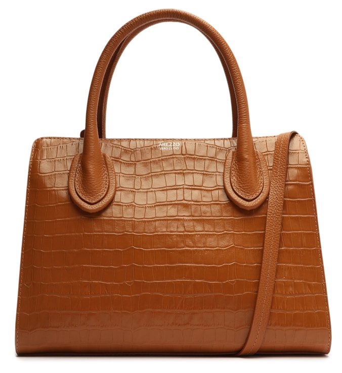 Tote Marrom Couro Croco Gaia Grande