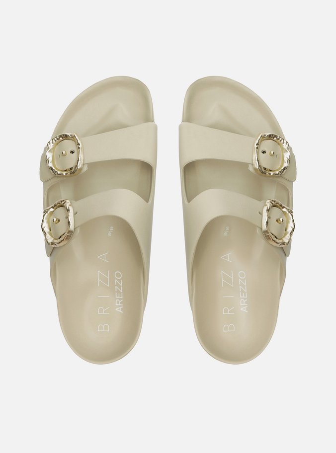 Slide Cinza Fivelas Metal Sol Brizza