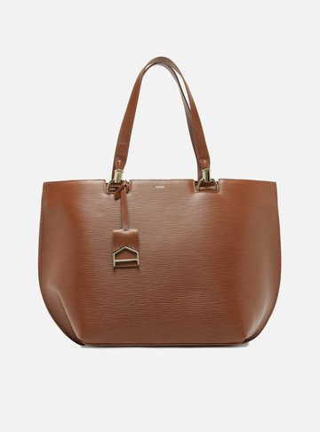 Bolsa Shopping Marrom Couro Abraccio Grande