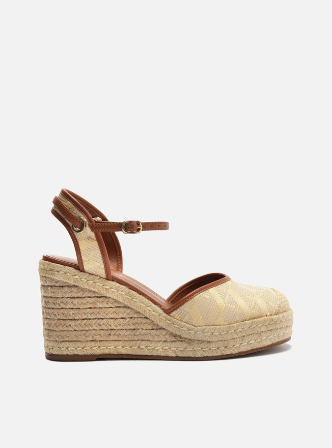 Espadrille Bege Tramada Plataforma Monograma