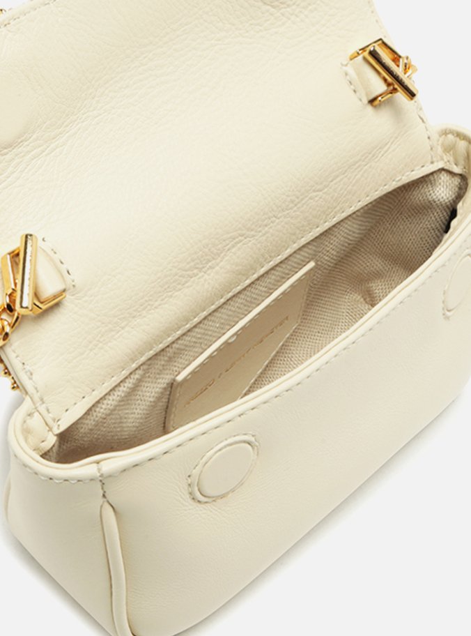 Bolsa Tiracolo Branca Couro Pequena Metais Lenny