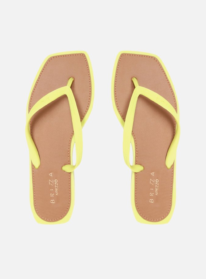 Chinelo de Dedo Amarelo Bico Quadrado Palmilha Brizza