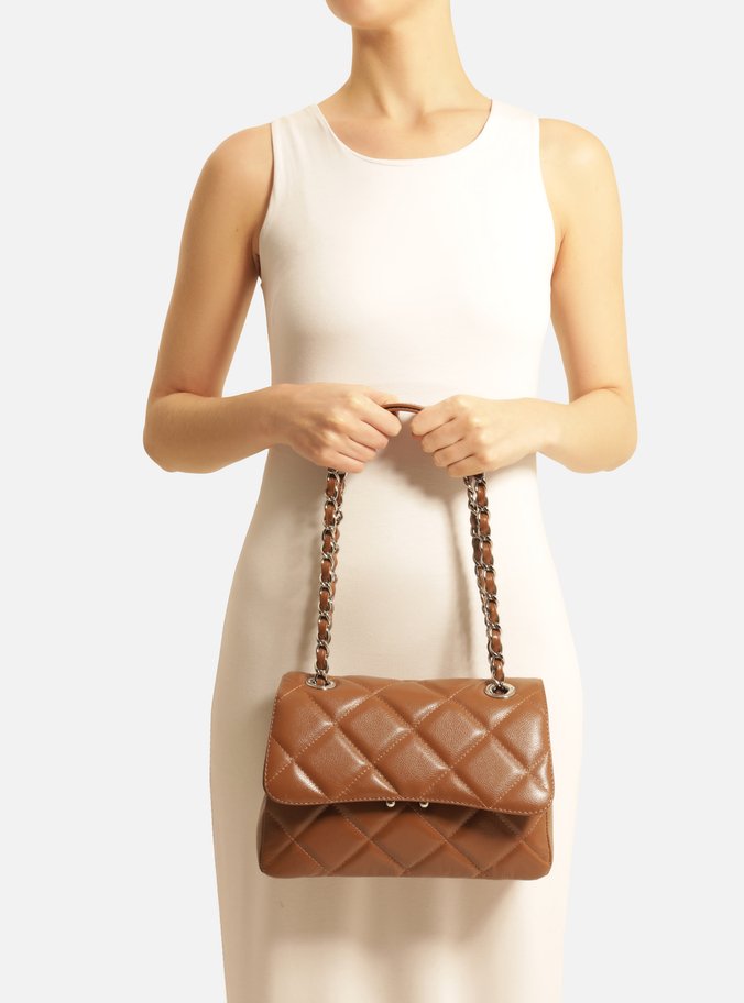 Bolsa Tiracolo Marrom Couro Mizz Média