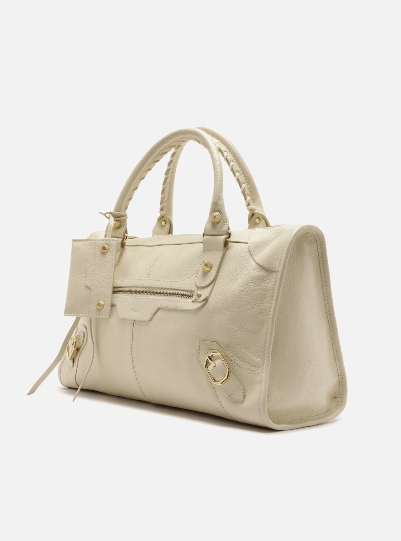 Bolsa Shopping Off White Couro Grande Alça Trançada — foto 2