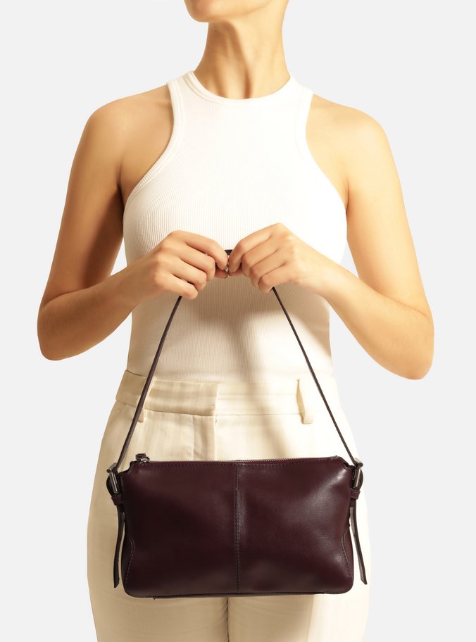 Bolsa Tiracolo Vermelha Couro Pequena Fivelas