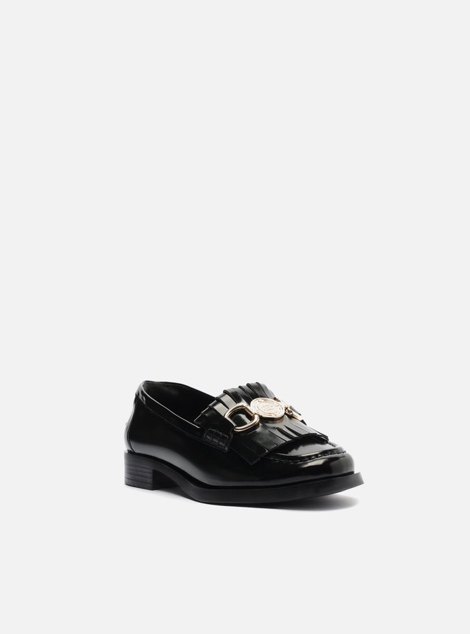 Mocassim Preto Franjas Metal