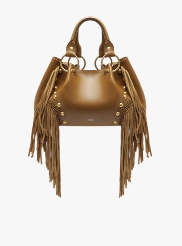 Bolsa Tote Marrom Couro Média Rebites