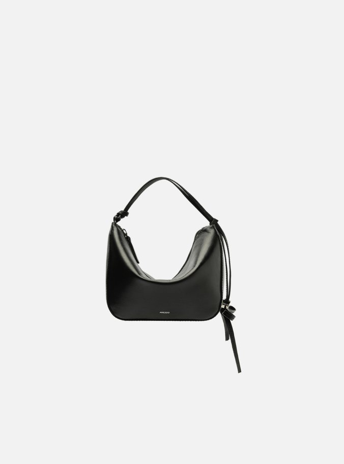 Bolsa Tiracolo Preta Couro Pequena Alças Mix