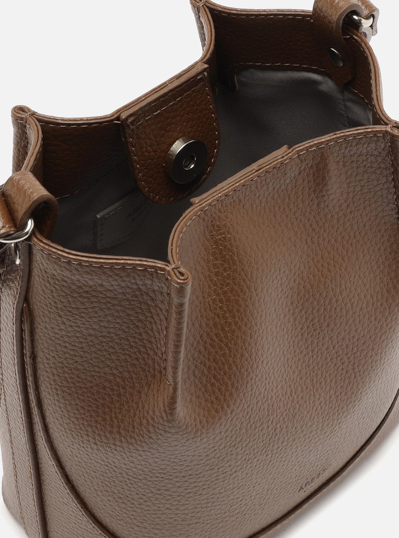 Bolsa Bucket Marrom Pequena Granulada — foto 4