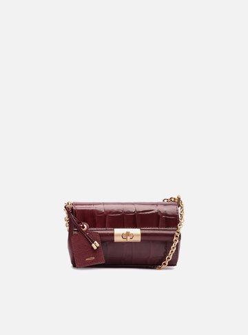 Bolsa Tiracolo Vinho Couro Maxi Croco Pequena
