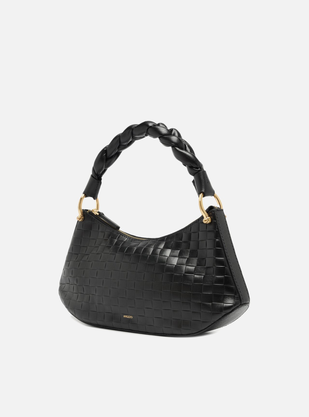 Bolsa Tiracolo Preta Couro Tressê Média — foto 2