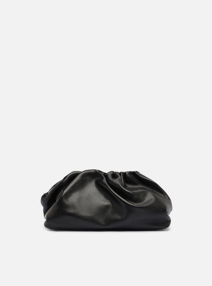 Bolsa Tiracolo Preta Couro Smashed Média